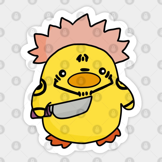 Sukuna Cursed Duck with knife! Sticker by Anime Meme's